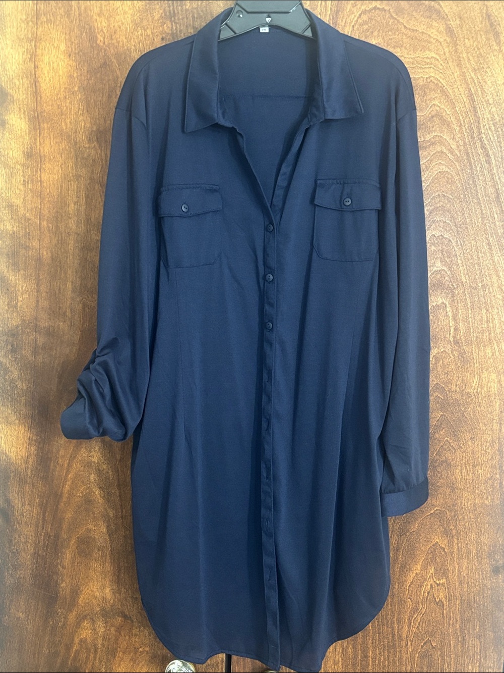 Women’s White Mark Navy Long-Sleeve Button-Down Shirt